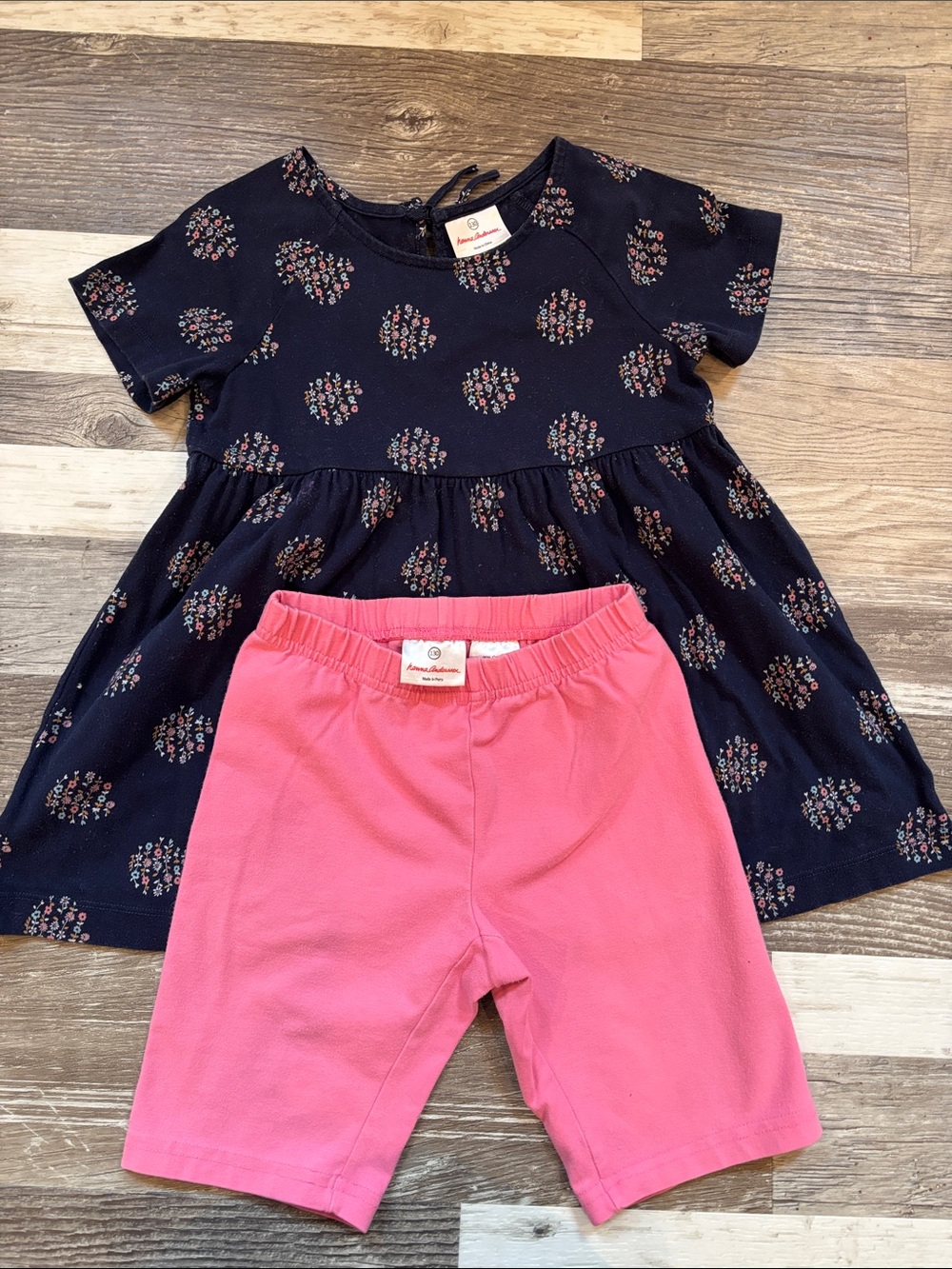 Hanna Andersson Navy Floral Tunic with Pink Shorts